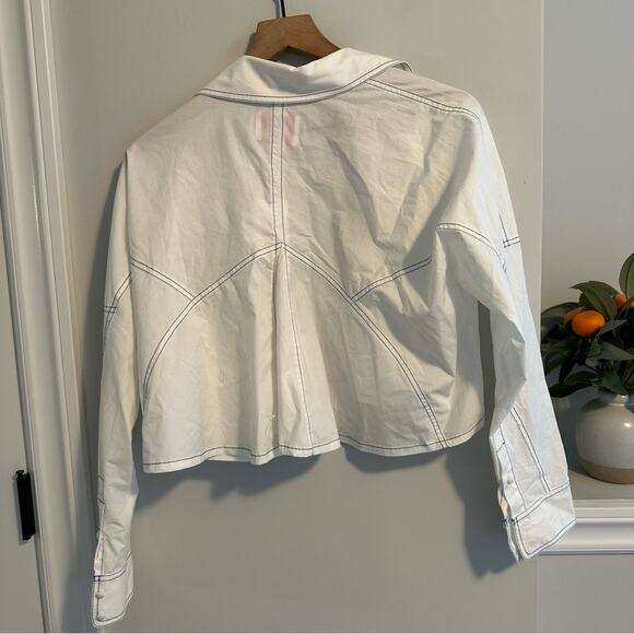 NWT SOLID & STRIPED White Cropped Long Sleeve Cotton Top Small - Picture 4 of 9